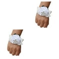 thumbnail image 3 of relayinert Unique Stretch Wristband With Handmade Satin Roses For Stylish Look Easy To Wear N16 white 2Set, 3 of 6