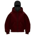 thumbnail image 3 of Boys Girls Fleece Hoodie Jacket Full Zip Hood Sweatshirt with Face Cover, Casual Fall Winter Sweatshirt Activewear Outerwear 4-15Y, 3 of 5