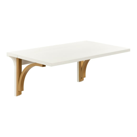 Kate and Laurel Corblynd Wood Wall Mounted Desk, White/Gold 30x16x16