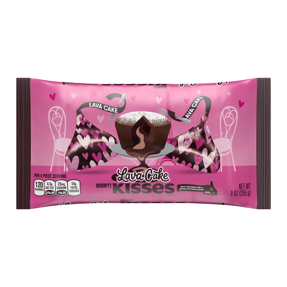 Hershey's Kisses, Dark Chocolate Lava Cake Valentine's Candy, 9 Oz