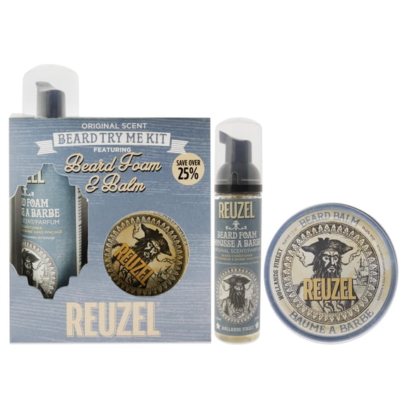 Kit Beard Try Me de Reuzel para Hombre: bálsamo para barba de 2 piezas de 1,3 oz, espuma para barba de 2,36 oz