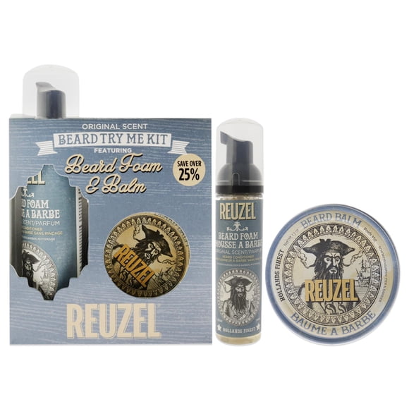 Kit Beard Try Me de Reuzel para Hombre: bálsamo para barba de 2 piezas de 1,3 oz, espuma para barba de 2,36 oz