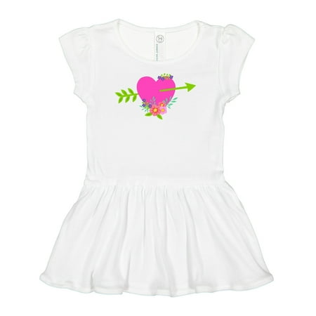 

Inktastic Valentine s Day Pink Heart with Flowers and Arrow Gift Baby Girl Dress