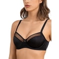 thumbnail image 2 of Deyllo Women's Non-Padding Push Up Bra Underwired Support Unlined Sheer Mesh Lace Bra,Black 36B, 2 of 7