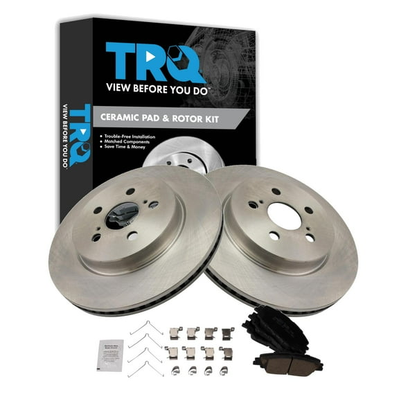 TRQ Front Brake Pad & Rotor Kit Brake Pads Brake Rotor Ceramic Fits Select 2019-2022 Toyota Corolla 2020-2022 Prius Prime