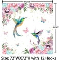 thumbnail image 3 of Watercolor Flower Hummingbird Shower Curtain for Bathroom Pink Wildflower Polyester Fabric Botanical Shower Curtain with Hooks,Spring Bathroom Decor 72x72 Inches, 3 of 6