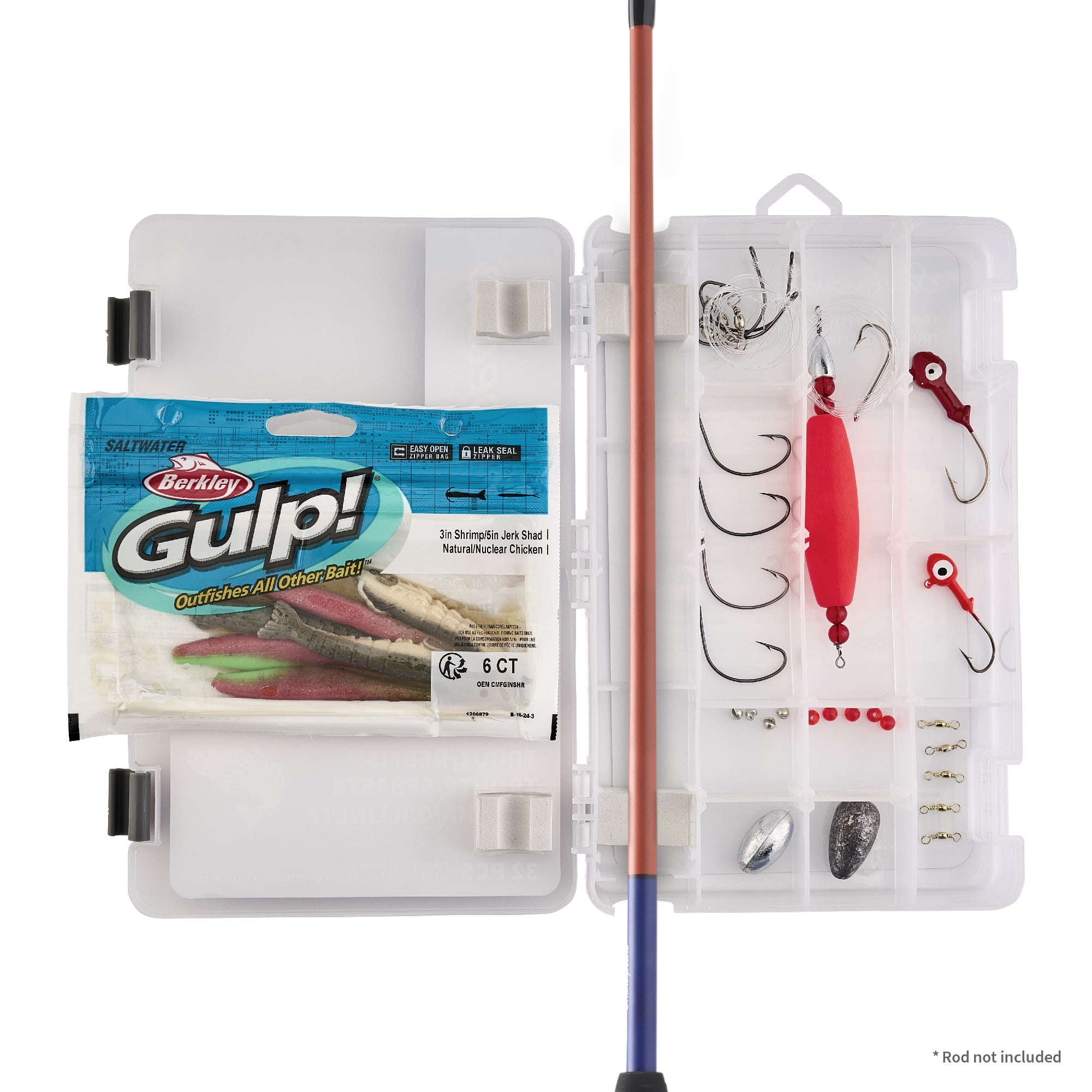 Shakespeare Catch More Fish Redfish Trout Tackle Box Kit, Fishing Tackle Box with Tackle