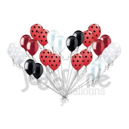 24 pc Red Polka Dot Ladybug Inspired Latex Balloon Party Decoration Minnie Mouse