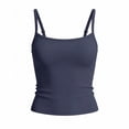 thumbnail image 3 of Felirenzacia Women's Padded Tank, Basic Double Lined Square Neck Tank Tops Adjustable Cami Tank Summer Sleeveless Tops,Navy,S, 3 of 6