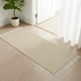 thumbnail image 3 of Vintage Cream Hallway Runner Rug 2'x6', Farmhouse Retro Beige Solid Color Washable Entryway Rug with Tassels, Woven Cotton Laundry Room Rugs Long Carpet for Bathroom Sink Foyer Bedroom, 3 of 9