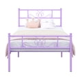 thumbnail image 6 of Garmic Twin Metal Bed Frame with Modern Scroll Design Headboard and Footboard for Teens Boys Girls, Elegant Purple, 6 of 13