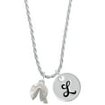thumbnail image 1 of Delight Jewelry Silvertone 3-D Fortune Cookie Silvertone Script Initial Disc - L - Charm Necklace, 20"+3", 1 of 4