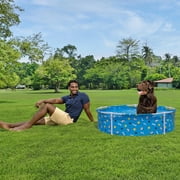 H2OGO! Fetchin' Fun Pet Play Pool - Blue, 48 Dog Splash-Swim-Wade Tub, Bone-Ball- Paw Print, Metal Frame, Tritech Liner, Outdoor Animal Water Play