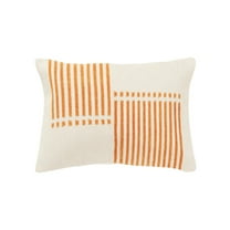 Rizzy Home Natural/Orange 14"X20" Stripe Woven Poly Filled Throw Pillow
