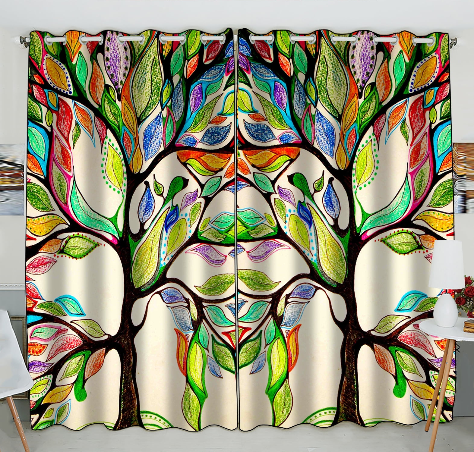 GCKG Tree of Life Window Curtain,Tree of Life Gorgeous Like Leather