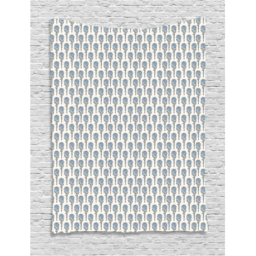 Dusty Blue Tapestry, Vintage Hand Drawn Protea Flowers Nature Theme, Wall Hanging for Bedroom Living Room Dorm Decor, 60"W X 80"L, Pale Eggshell Pale Slate Blue and Purpleblue, by Ambesonne