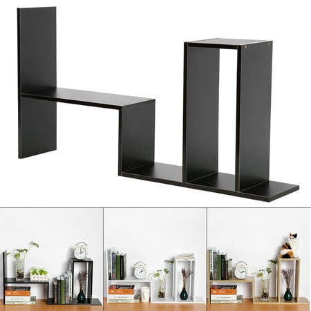 - EECOO DIY Table Desktop Storage Rack Display Shelf Organizer Counter Top Fashion Active Bookcase Magazine Holder Home Office Use Book Holder (Black)