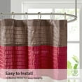 thumbnail image 7 of Madison Park Red Faux Silk Shower Curtain, Striped Lightweight Bath Curtain Decor, Brown Curtain for Bathroom, 72"x72", 7 of 7