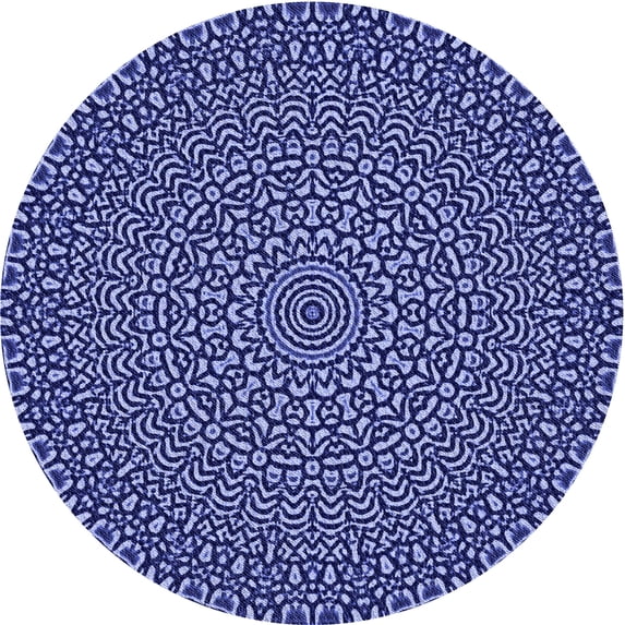 Ahgly Company Machine Washable Indoor Round Transitional Sky Blue Area Rugs, 3' Round