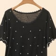 thumbnail image 5 of Women's Star Print Lace Trim Crew Neck Midi Nightgown, Soft Modal Short Sleeve Loose Casual Home Loungewear Sleep Dress Black XL(XL), 5 of 5