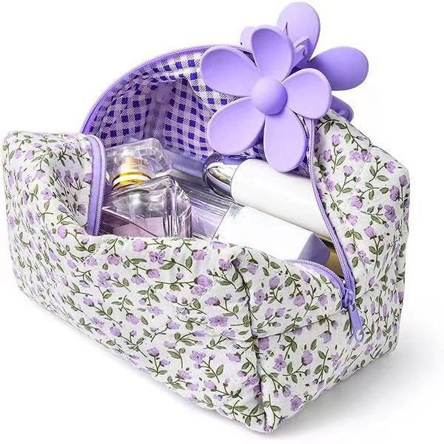 Bolsa de maquillaje de estilo japonés y coreano, bolsa de maquillaje floral de gran capacidad, bolsa de maquillaje portátil floral pequeña, bolsa de lavado