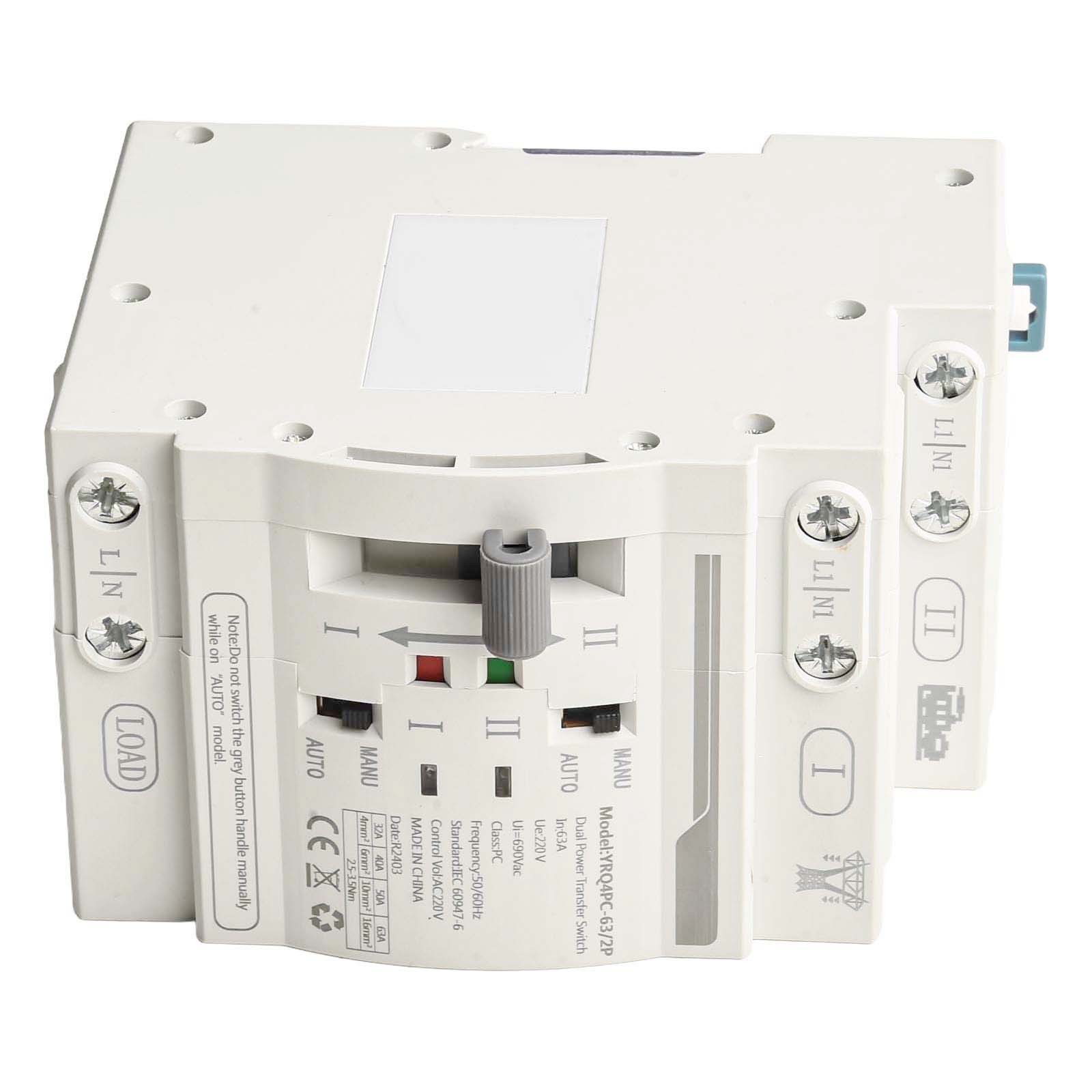 ATS Dual Power Automatic Transfer Switch for Reliable Power Switching 220V 2P 63A