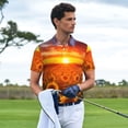 thumbnail image 3 of Honeii Sunset Golden Sunflower Field Print Polo Shirt, A Classic Short-Sleeved, Button-Down Golf Shirt for Men,Mens Polo Shirts Short Sleeve-Small, 3 of 6