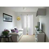 2 panel faux silk solid curtain drapes with grommet 108" total width by 63" Long window sheer panels for any bedroom or patio door non blackout semisheer panels MIRA white