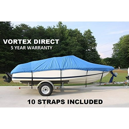 Ski Deck Boat - VORTEX HEAVY DUTY *BLUE* VHULL FISH SKI RUNABOUT COVER FOR 14 to 15 to 16' BOAT (FAST SHIPPING - 1 TO 4 BUSINESS DAY DELIVERY)