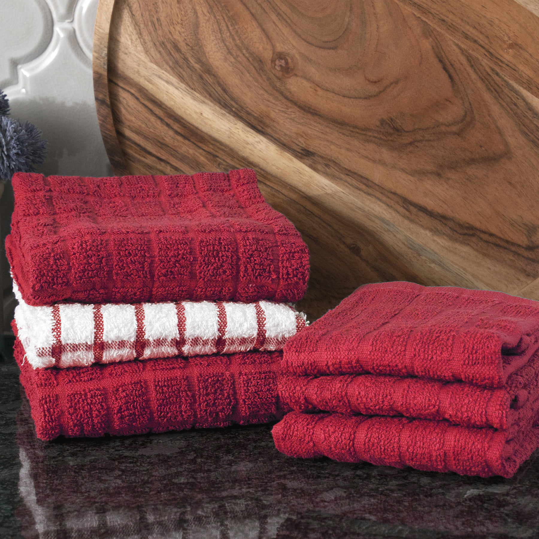 Ritz 6-Pack Terry Kitchen Towel and Dish Cloth Set ,Putty