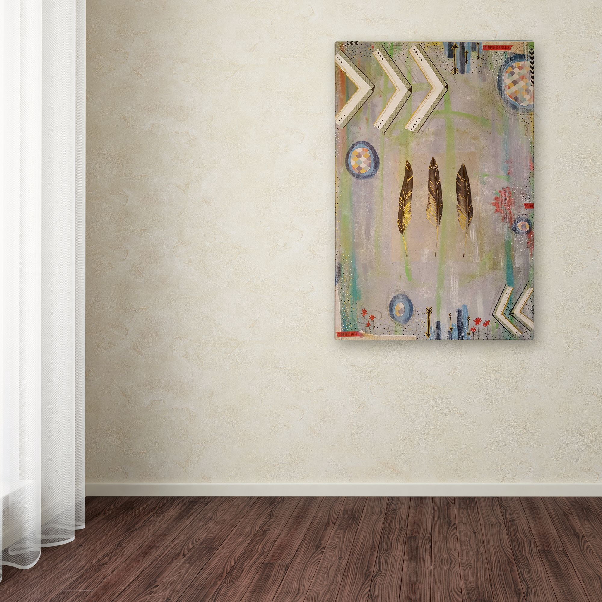 Trademark Fine Art 'Three Feathers' Canvas Art by Vintage Gypsy