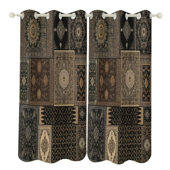 Bohemia Blackout Curtains Window Drapes Room Darkening Thermal Insulated Grommets Blackout Curtains, for Living, Dining, Bedroom,2 Panels