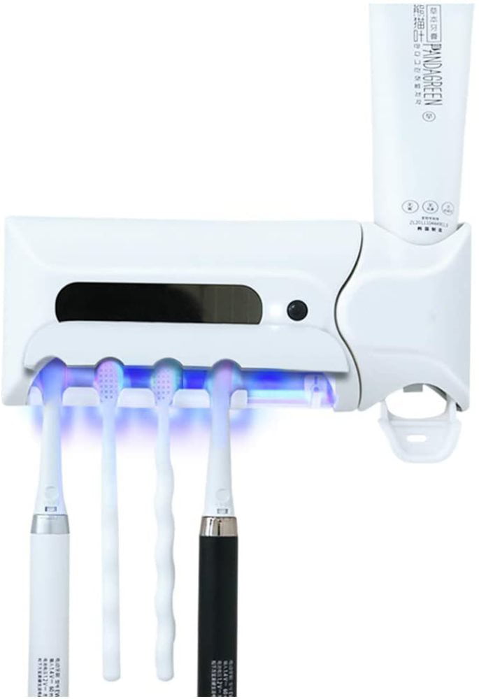 UV Toothbrush Holder Battery Operated and Dispenser Wall Mounted Sterilizer 