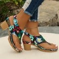 thumbnail image 2 of NOKIO Women's Square Heel Sandals Beach Slope Heel Split Toe Slippers Hollow Casual Slippers Slope Bottom Shoes Retro Sandals, 2 of 8