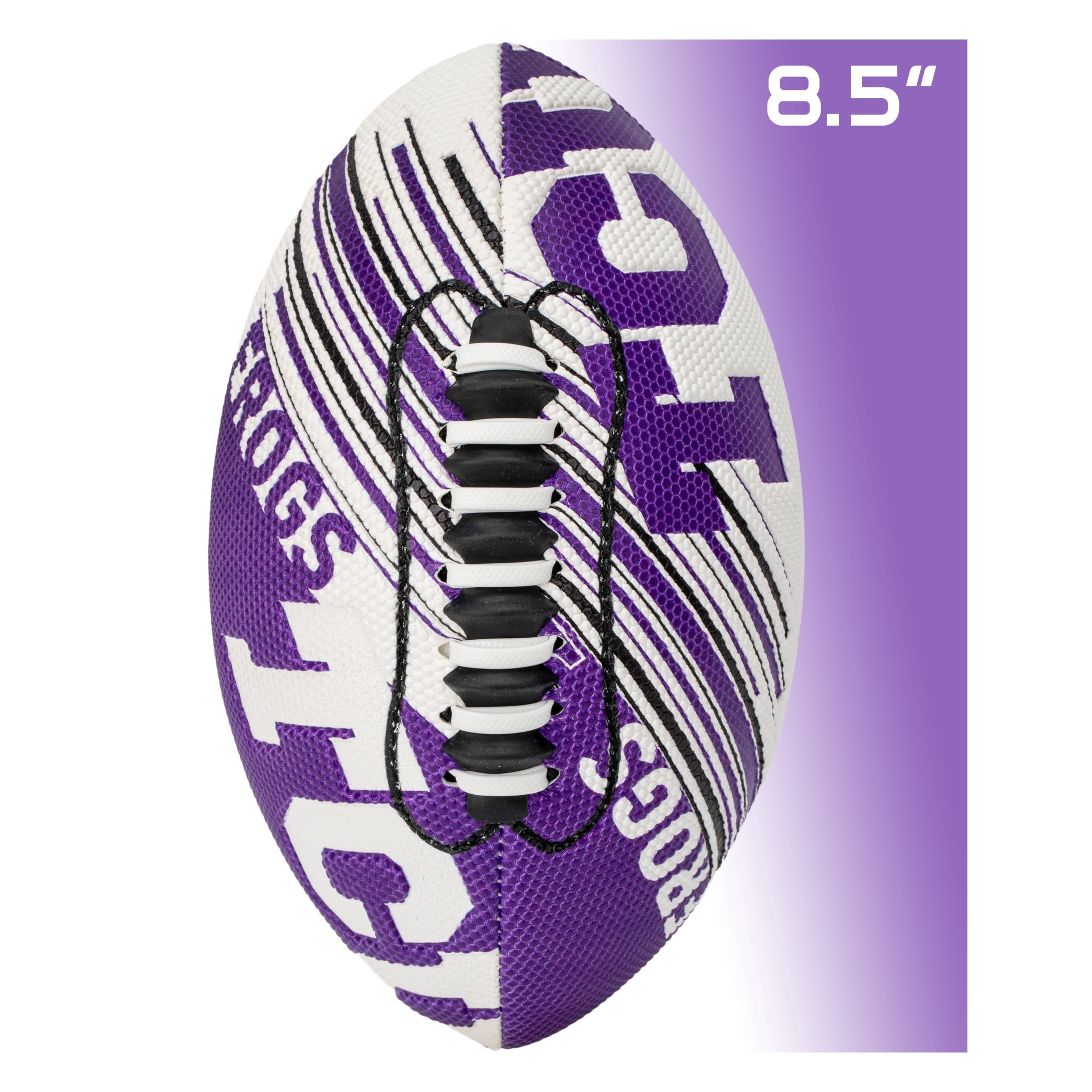 NCAA TCU Horned Frogs Foam Football - Youth Mini Football for Kids - 8.5" Junior Soft Foam Football - SPACELACE Easy Grip Cover - Perfect Toy Football for Kids