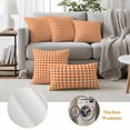 thumbnail image 6 of Orange Outdoor Waterproof Pillow Covers, Country French Rustic Buffalo Plaid Modern Art Decorative Square Throw Pillowcase Sofa Cushion Sham for Patio/Couch/Chair, 24"x24" 2 Pack, 6 of 8