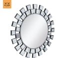 thumbnail image 5 of Round Mirror Wall Decor 24 Inches Decorative Wall Mirror with Irregular Framed and Beveled Edge Mirrors for Wall Silver Large Wall Mirror Frameless Mirrors, 5 of 5
