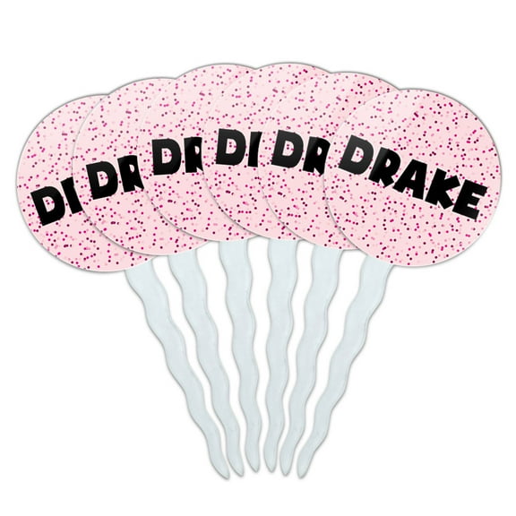 Drake Cupcake Picks Toppers - Set of 6 - Pink Speckles