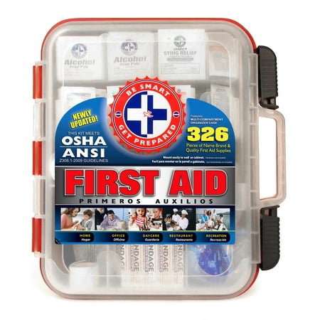 Be Smart Get Prepared - First Aid Kit Hard Case, Passes OSHA and ANSI, 326 (Best Emergency Preparedness Kit)