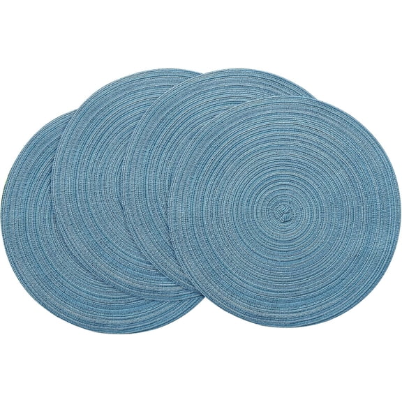 4/6 Pack 15 Inch Round Braided Placemats, Washable Heat Resistant Cotton Polyester Circle Place Mats for Kitchen Dining Table