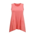 thumbnail image 4 of DARING DIVA Women's Plus Tank Top High Low Hem Casual Blouse with Pockets 4X Coral Pink, 4 of 5