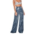 thumbnail image 1 of Pantalones anchos con cintura alta y estilo para todas las estaciones: azul S con purpurina brillante, 1 of 7