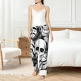 thumbnail image 5 of Uemuo Skull and palm leaves Pattern Women's Wide Leg Palazzo Lounge Pants with Pockets Light Weight Loose Comfy Casual Pajama Pants-Medium, 5 of 9