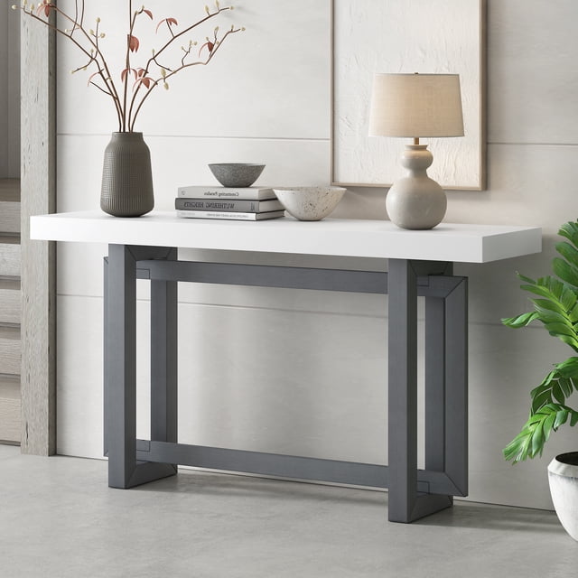 MODERNLUXE 59.1" Extra Long Entryway Table with Unique Triple Rectangle Design, Wood Console Table Sofa Table for Hallway, Living Room,Kitchen,Dark Grey