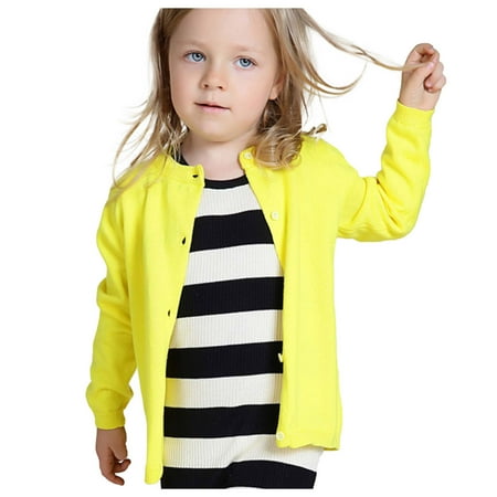 

TUOBARR Toddler Girl&boy Baby Infant Kids Autumn And Winter Sweater Candy Color Cardigan Solid Color Small Cardigan Children s Sweater Yellow (12Months-6Years)
