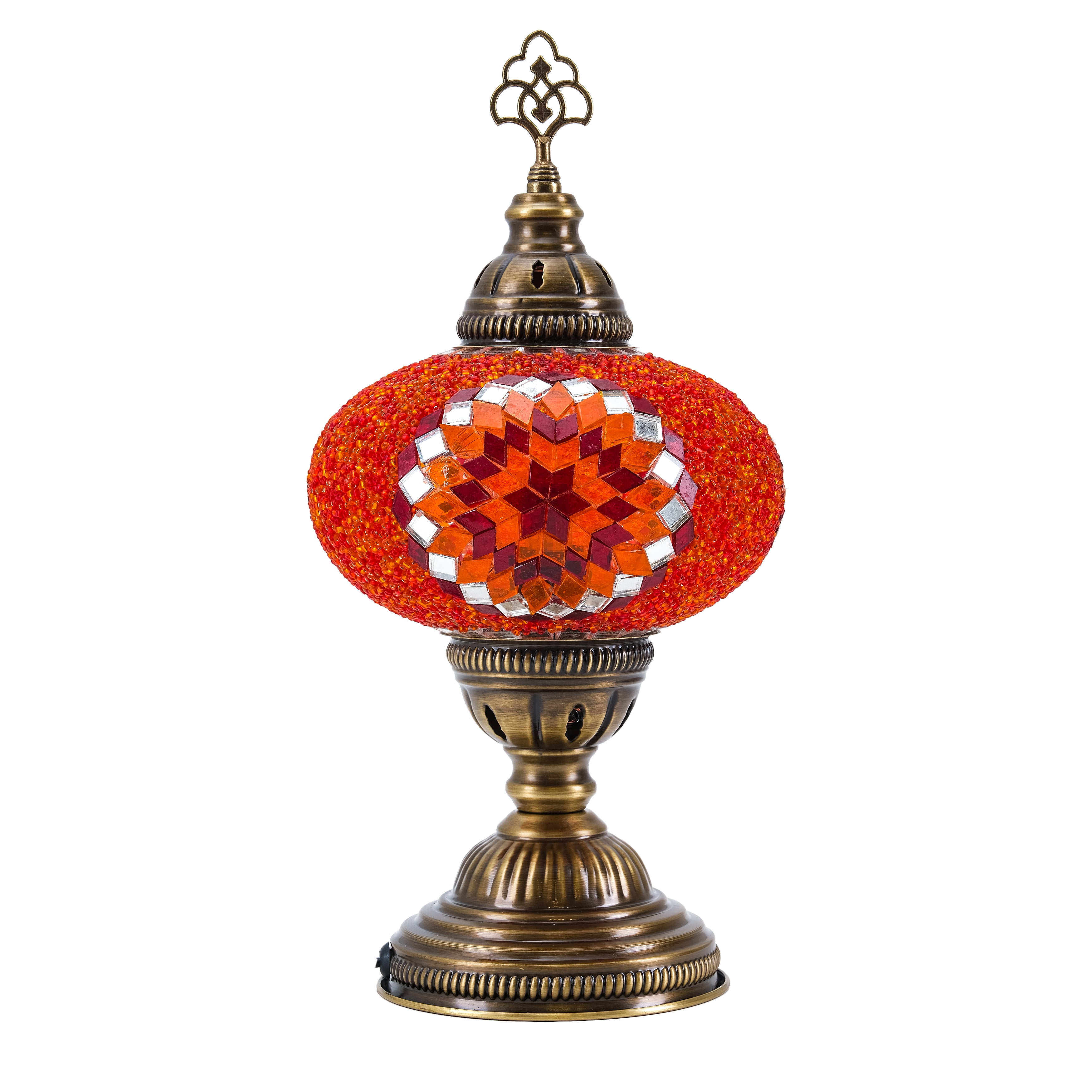 Mozaist Turkish Mosaic Table Lamp 13'' – Orange Color with Bulb Included, Modern Decorative