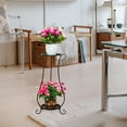 thumbnail image 2 of Labymos Two-Tier Metal Plant Stand Flower Pot Holder Planter Shelf Display Rack Storage Organizer for Balcony Garden Home Decor, 2 of 7