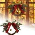 thumbnail image 6 of 13.78Inch Christmas Wreath with Bells and Velvet Bows,Rustic Farmhouse Style Holiday Wreath for Front Door Decor,Handmade Vintage Inspired Indoor Outdoor Decoration for Cabinet,Mantel,Porch,Tree, 6 of 7