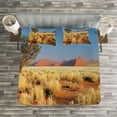 thumbnail image 3 of Ambesonne Landscape Quilted Bedspread Set 3 Pcs, South Africa Desert, Queen Size, Sky Blue and Marigold, 3 of 3