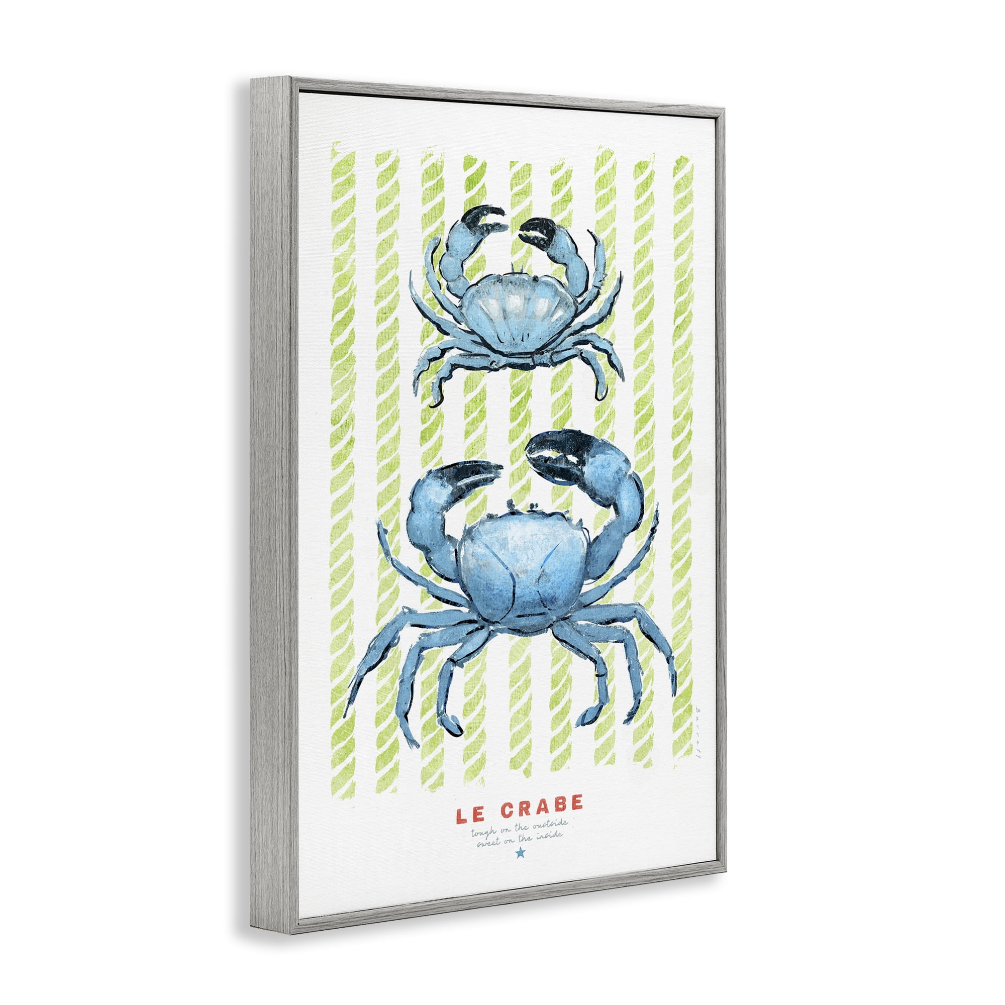Stupell Industries Modern Bistro Crabs Gray Framed Giclee Art, design by Chad Barrett